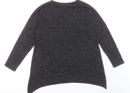 George Womens Grey Crew Neck  Polyester Pullover Jumper Size S