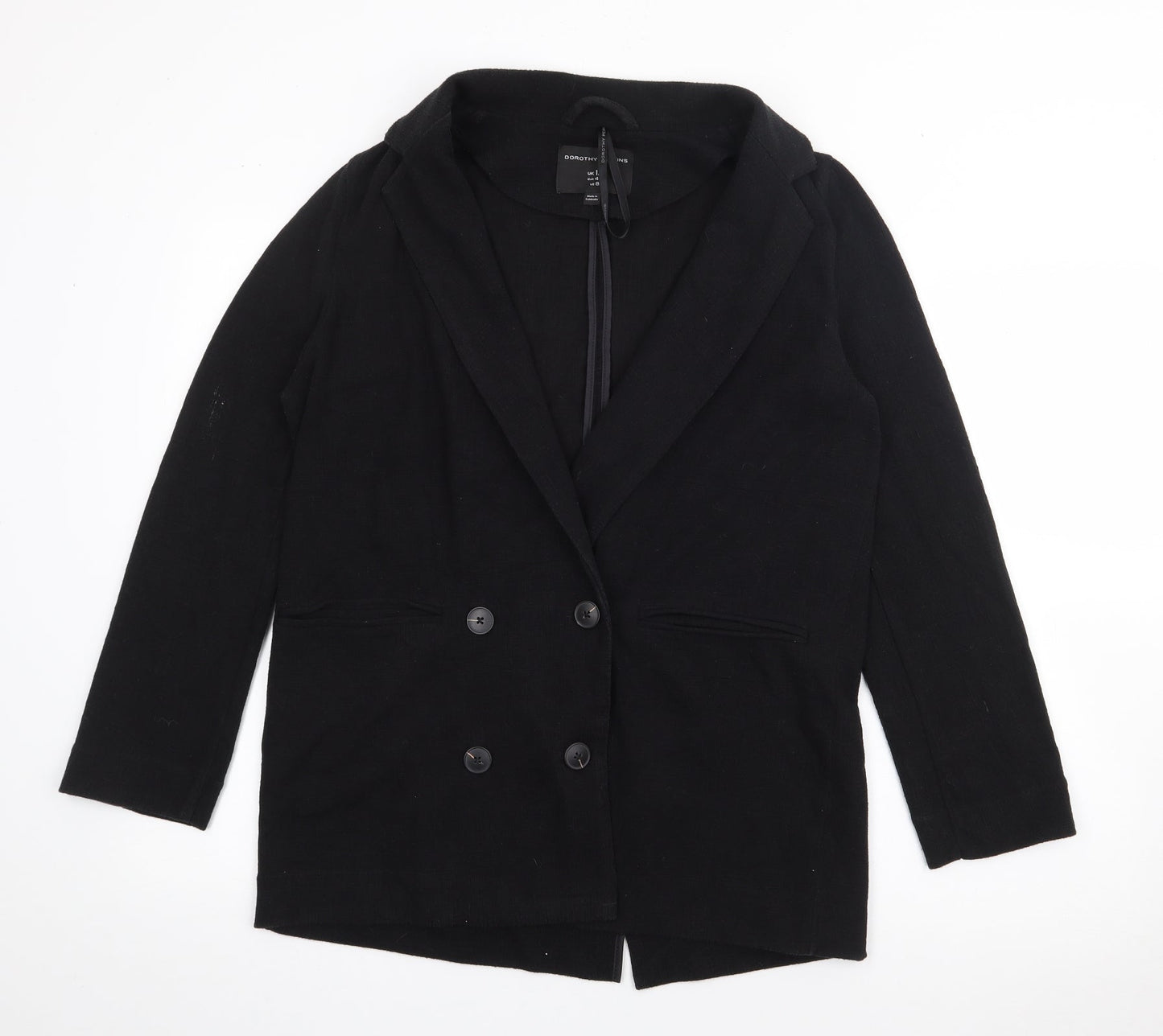 Dorothy Perkins Womens Black  Cotton Jacket Blazer Size 12