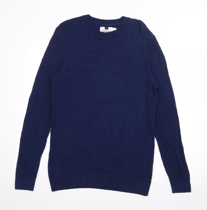 Topman Mens Blue Crew Neck  Viscose Pullover Jumper Size M