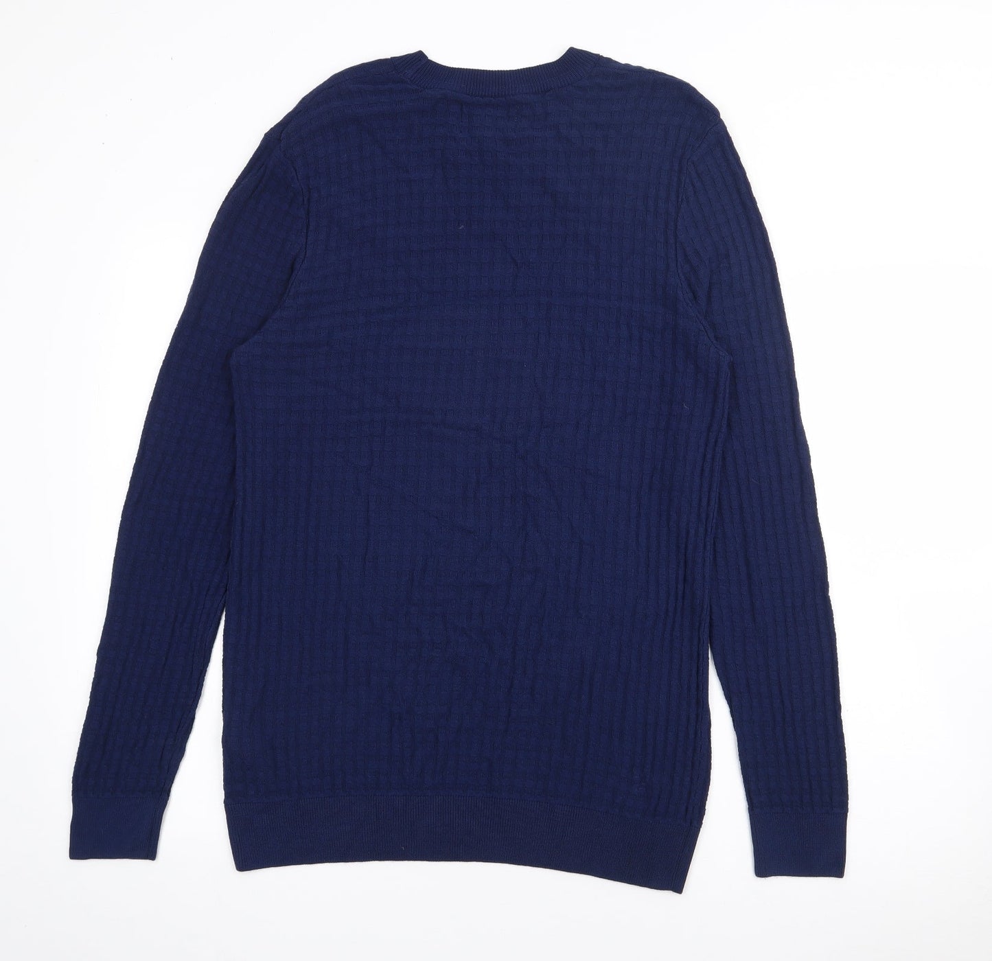 Topman Mens Blue Crew Neck  Viscose Pullover Jumper Size M