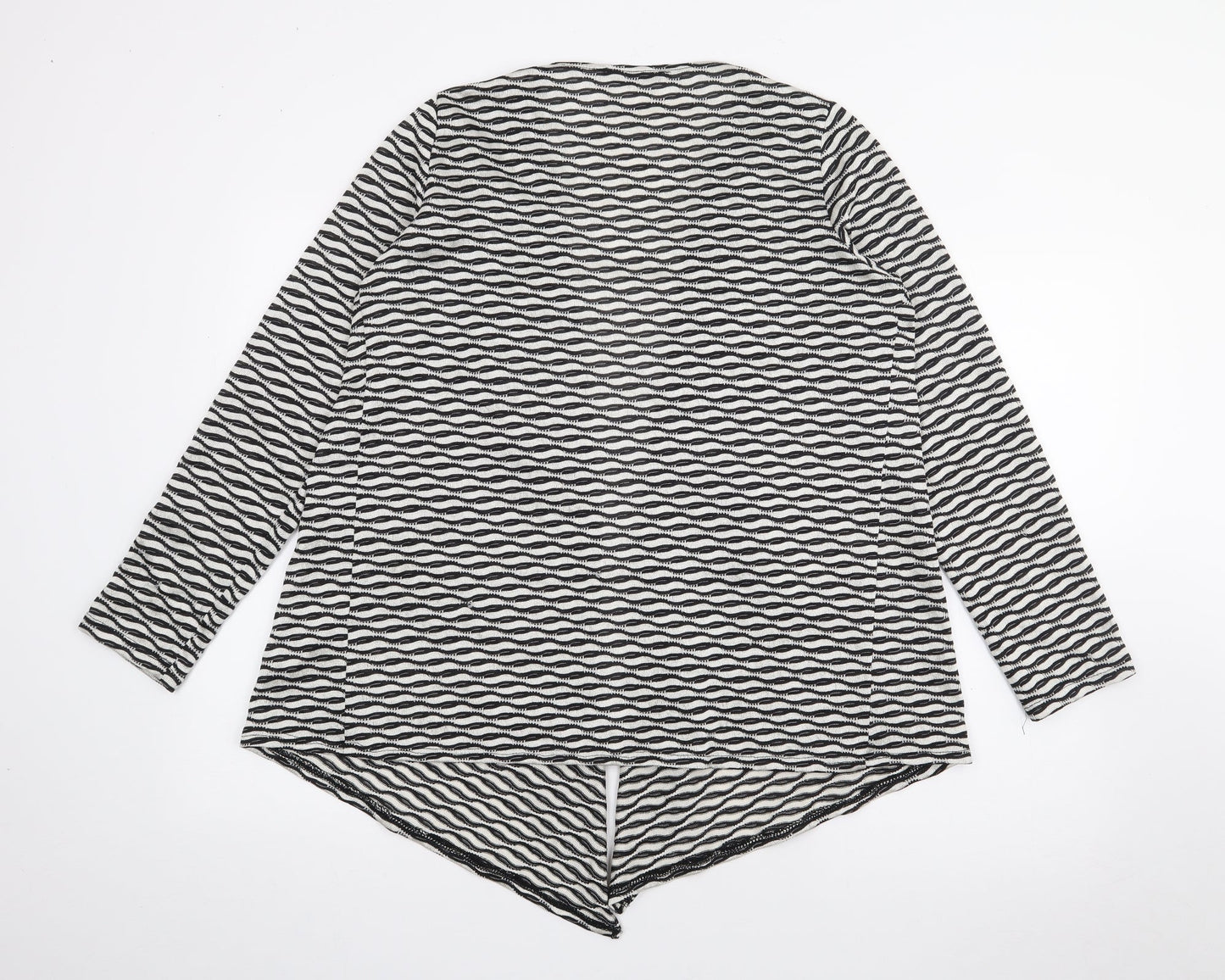 George Womens Black V-Neck Geometric Polyester Cardigan Jumper Size 14