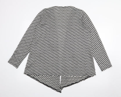 George Womens Black V-Neck Geometric Polyester Cardigan Jumper Size 14