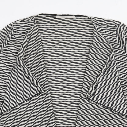 George Womens Black V-Neck Geometric Polyester Cardigan Jumper Size 14