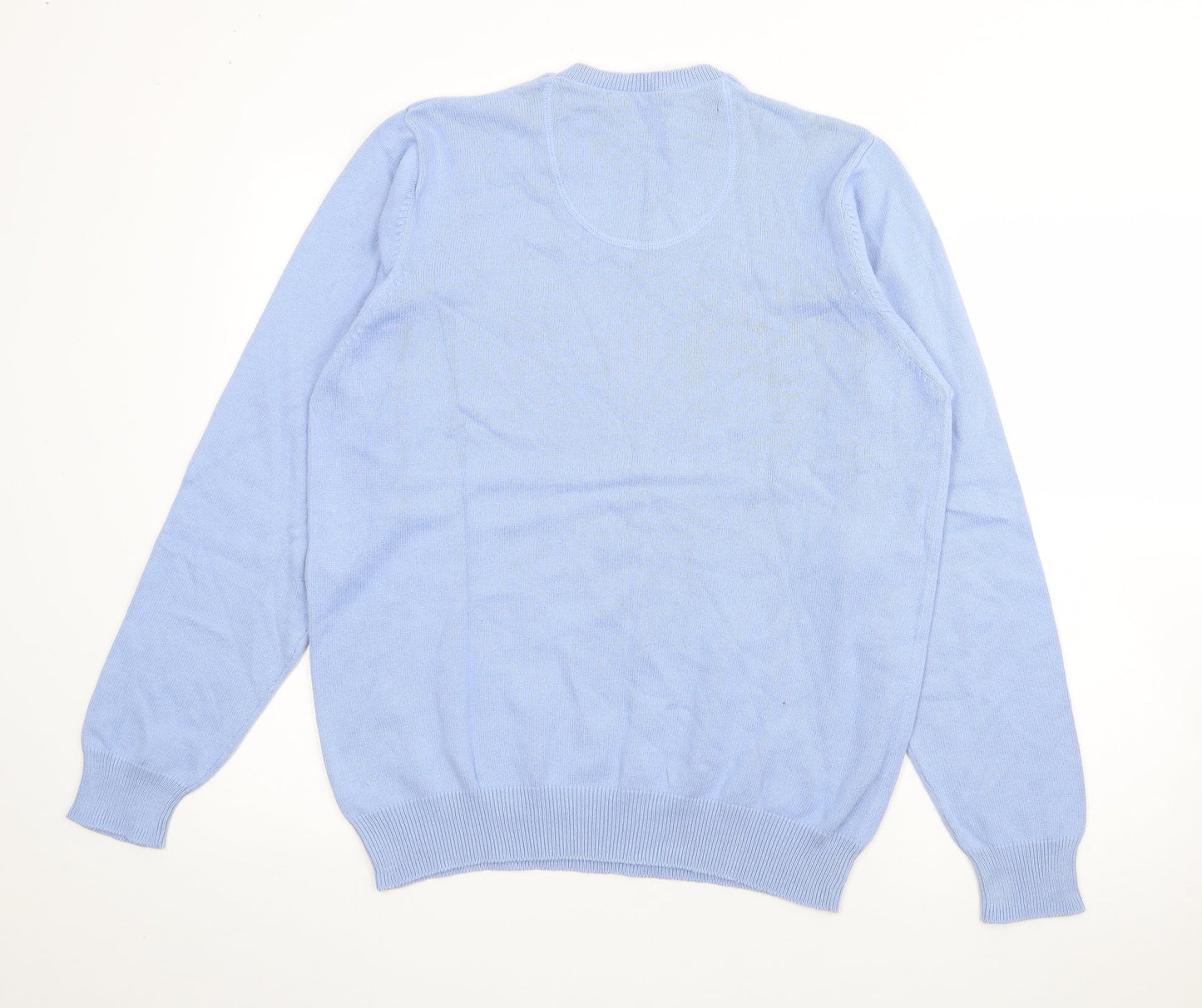 Blue Harbour Mens Blue V-Neck  Cotton Pullover Jumper Size M