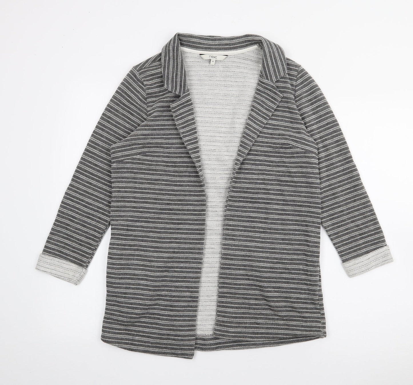 NEXT Womens Grey Striped Polyester Jacket Blazer Size 10