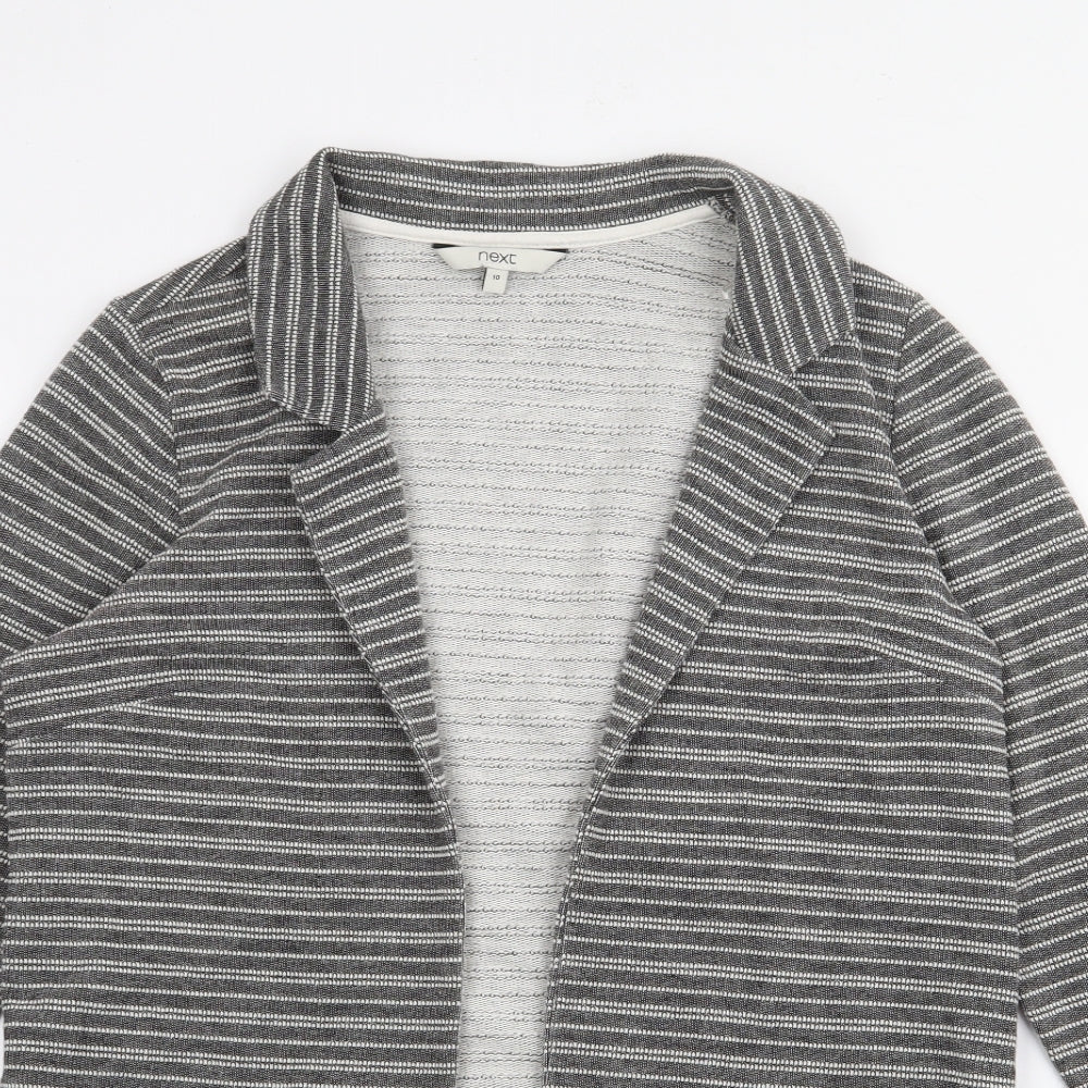 NEXT Womens Grey Striped Polyester Jacket Blazer Size 10