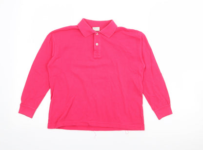 United Colors of Benetton Girls Pink  Cotton Pullover Polo Size S Collared Button