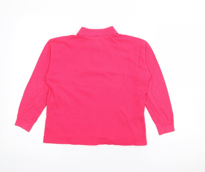 United Colors of Benetton Girls Pink  Cotton Pullover Polo Size S Collared Button
