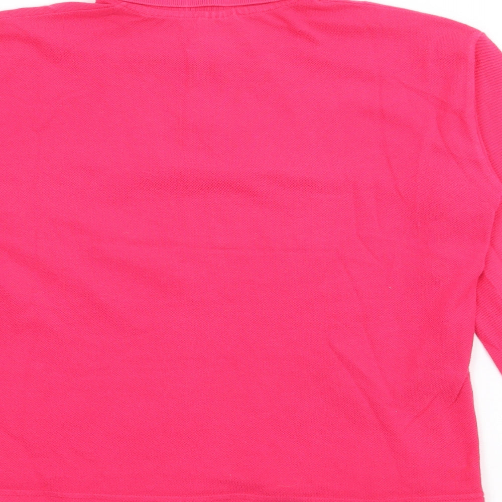 United Colors of Benetton Girls Pink  Cotton Pullover Polo Size S Collared Button