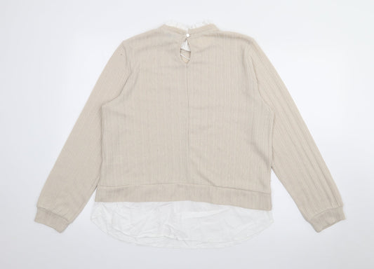 Womens UK Size 12 Papaya Beige Pullover Jumper