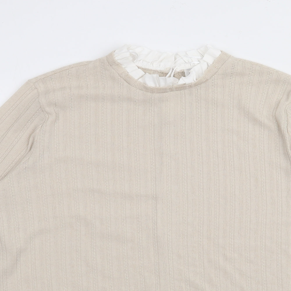 Womens UK Size 12 Papaya Beige Pullover Jumper