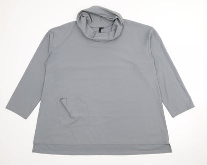 Additional front view of Young Kim women’s grey roll neck nylon jumper, size UK 16