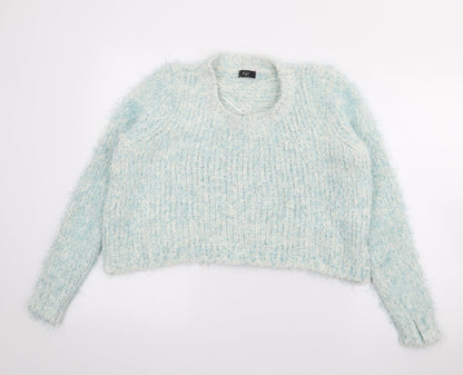 F&F Womens Blue Crew Neck  Viscose Pullover Jumper Size 8