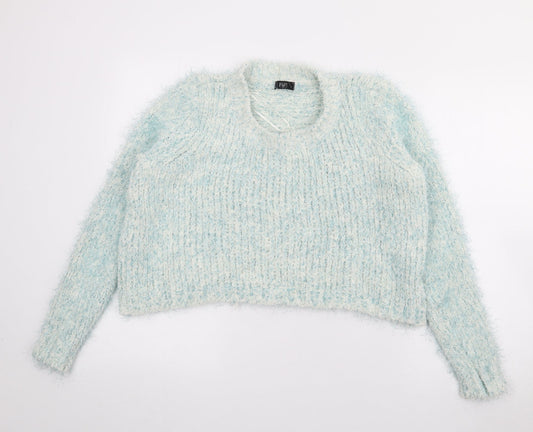 F&F Womens Blue Crew Neck  Viscose Pullover Jumper Size 8