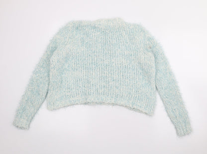 F&F Womens Blue Crew Neck  Viscose Pullover Jumper Size 8