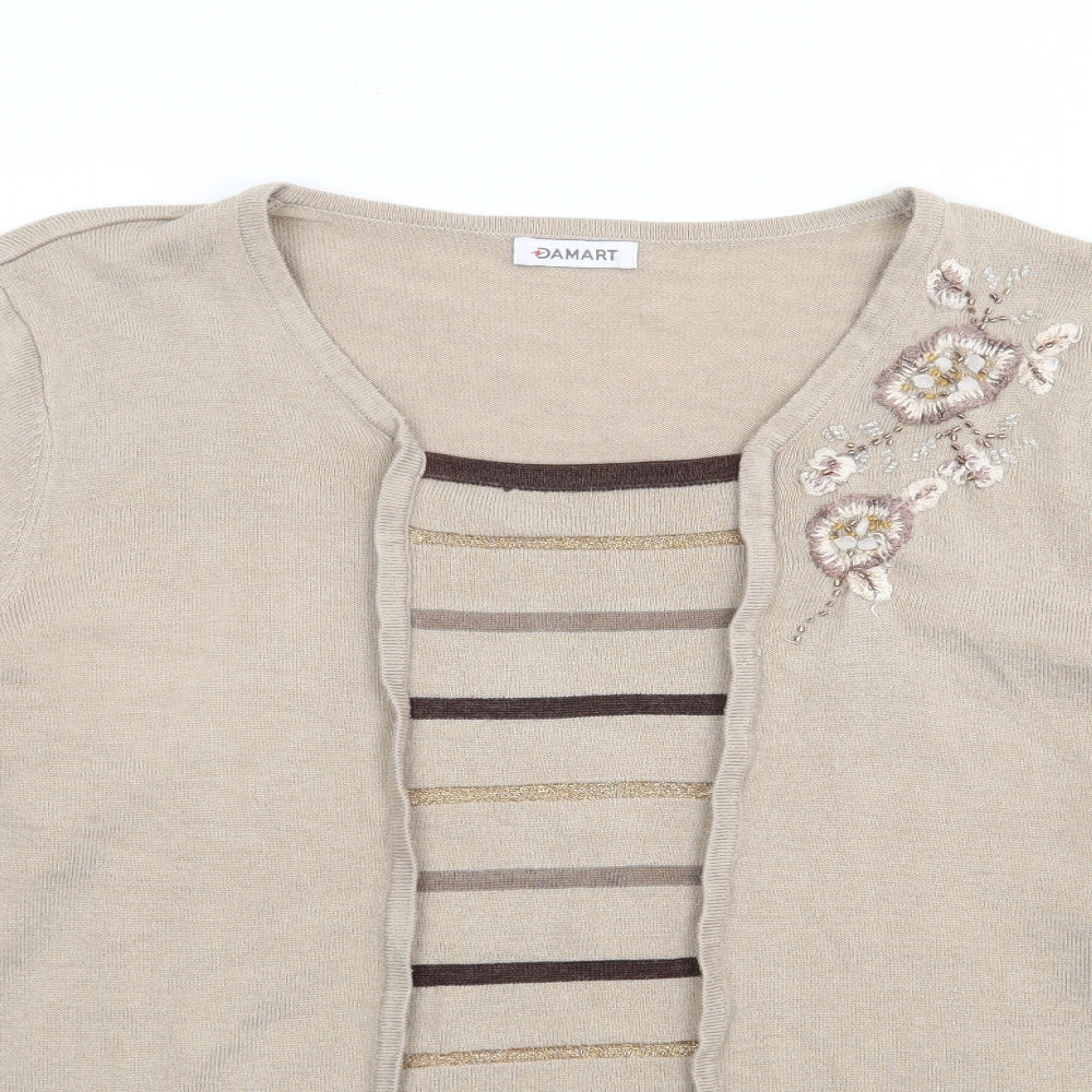 Damart Womens Brown Square Neck  Acrylic Pullover Jumper Size M