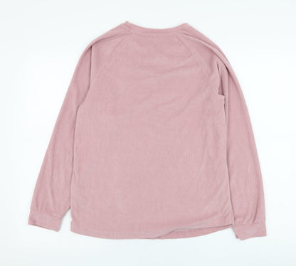 Back view of Primark women’s pink polyester pullover sweatshirt, size UK 6, pullover - loungewear