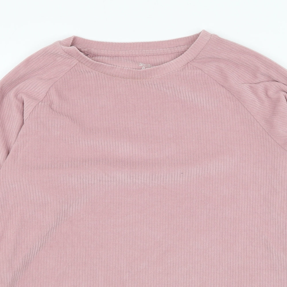 Close-up detail of Primark women’s pink polyester pullover sweatshirt, size UK 6, pullover - loungewear