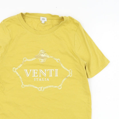 Womens UK Size 6 River Island Yellow Basic T-Shirt
