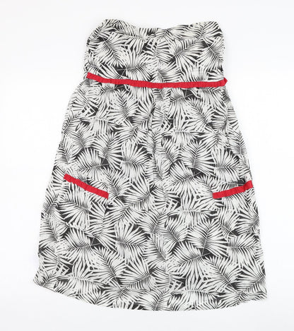 Ocean Club Womens White Floral Cotton Shift  Size 12  Off the Shoulder Pullover