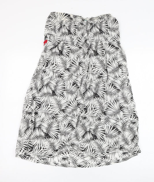 Ocean Club Womens White Floral Cotton Shift  Size 12  Off the Shoulder Pullover