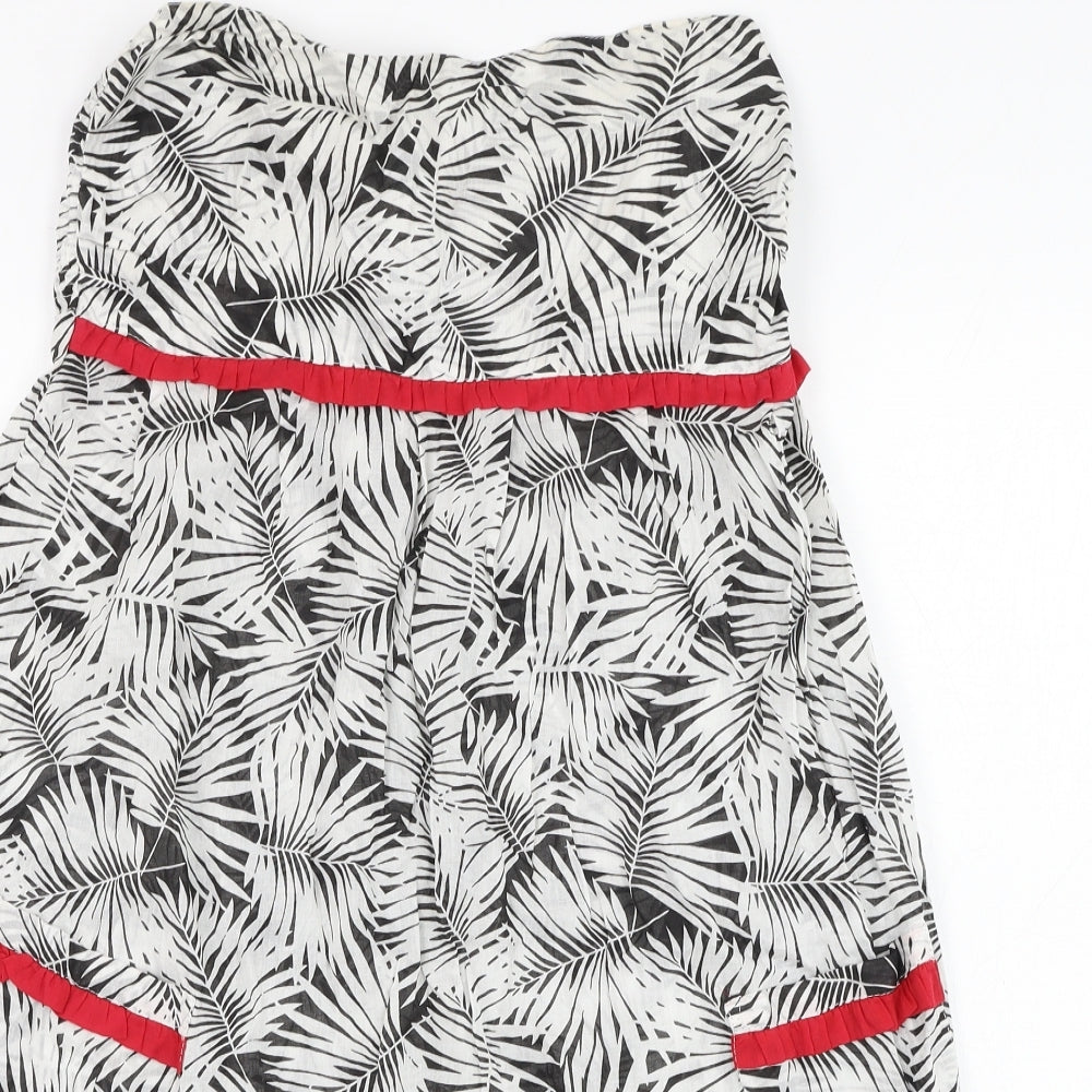 Ocean Club Womens White Floral Cotton Shift  Size 12  Off the Shoulder Pullover