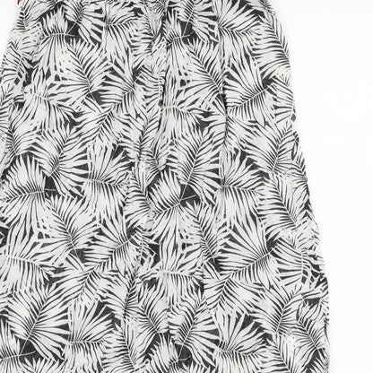 Ocean Club Womens White Floral Cotton Shift  Size 12  Off the Shoulder Pullover