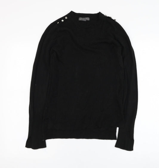 Primark Womens Black Round Neck  Acrylic Pullover Jumper Size 4
