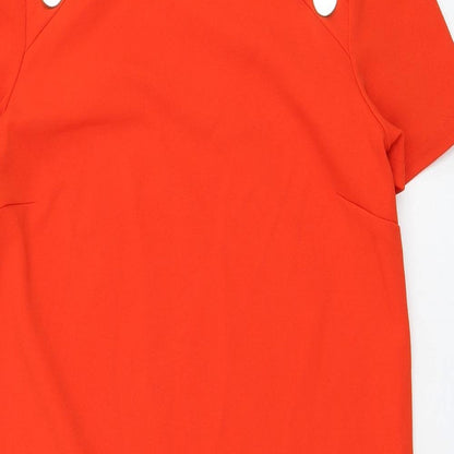 River Island Womens Orange  Polyester Shift  Size 6  Round Neck Pullover