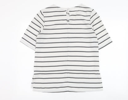 Peacocks Womens Ivory Striped Polyester Tunic T-Shirt Size 10 Round Neck