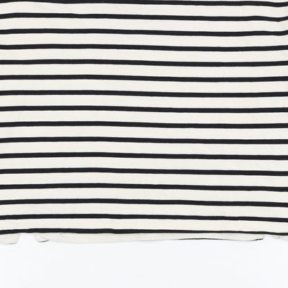 Brand and care label for River Island women’s ivory striped cotton pullover sweatshirt, size UK 6, pullover
