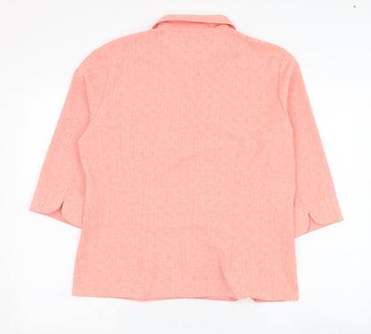Womens UK Size 16 Bonmarché Pink Basic Button-Up