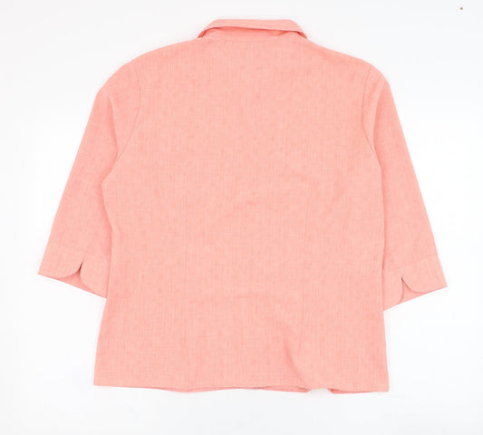 Womens UK Size 16 Bonmarché Pink Basic Button-Up