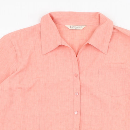 Womens UK Size 16 Bonmarché Pink Basic Button-Up