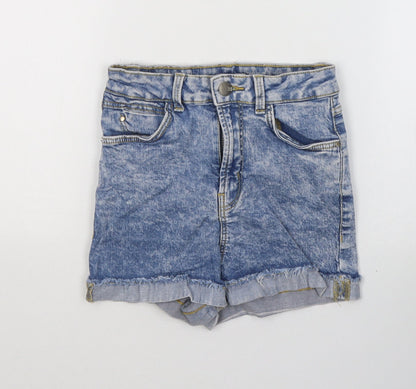 Bershka Mens Blue  Cotton  Shorts Size 60 in  Regular Button