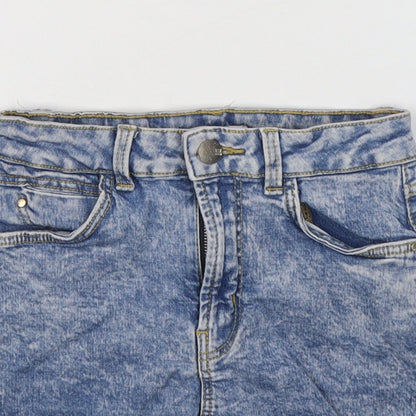 Bershka Mens Blue  Cotton  Shorts Size 60 in  Regular Button