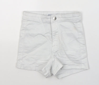 Sinsay Womens White  Cotton Hot Pants Shorts Size 6  Regular Button