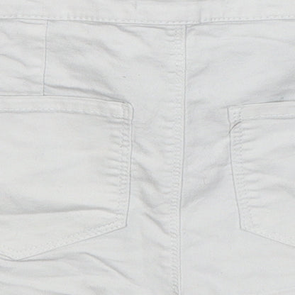 Sinsay Womens White  Cotton Hot Pants Shorts Size 6  Regular Button