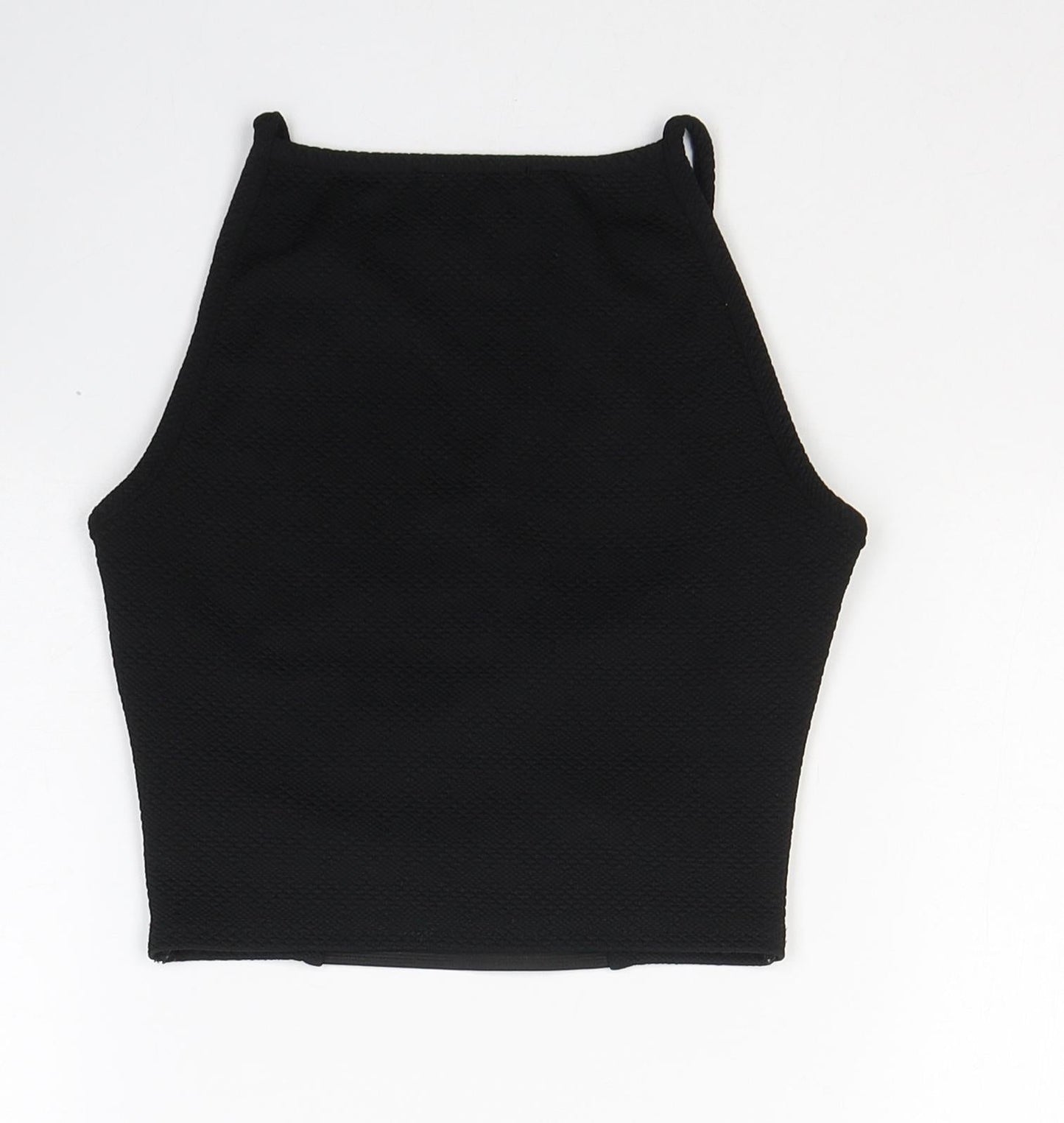 Womens UK Size 6 Pink Soda Black Cropped Tank