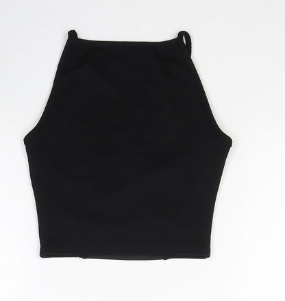 Womens UK Size 6 Pink Soda Black Cropped Tank