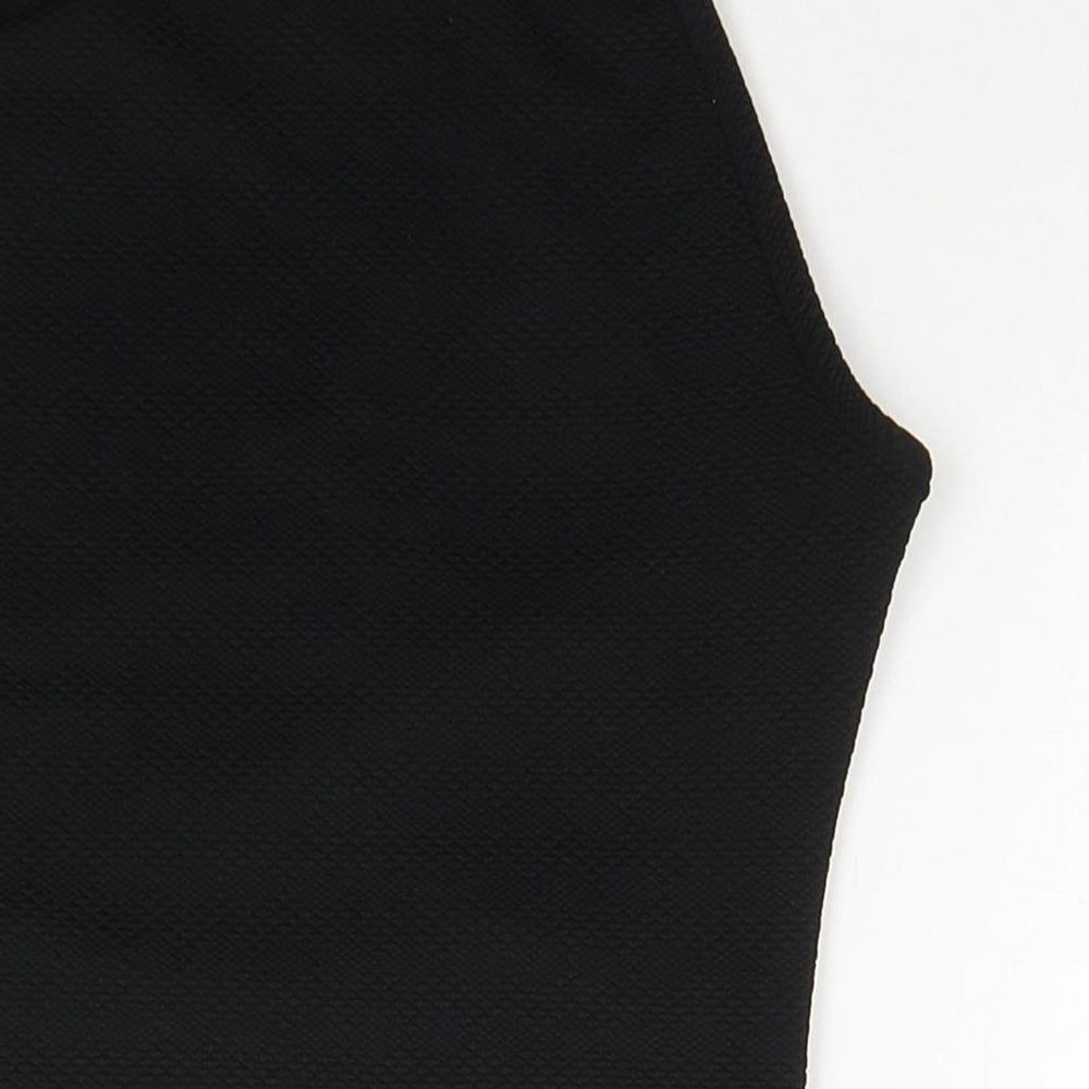 Womens UK Size 6 Pink Soda Black Cropped Tank