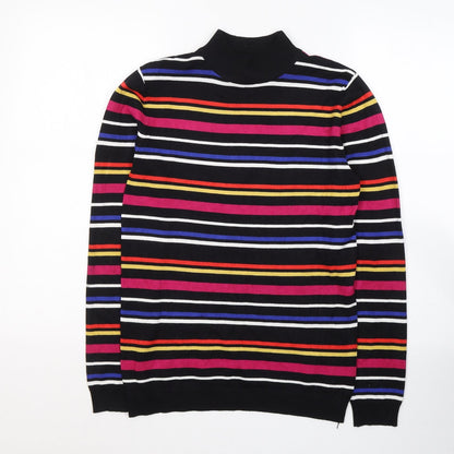 SheIn Womens Black High Neck Striped Viscose Pullover Jumper Size 10