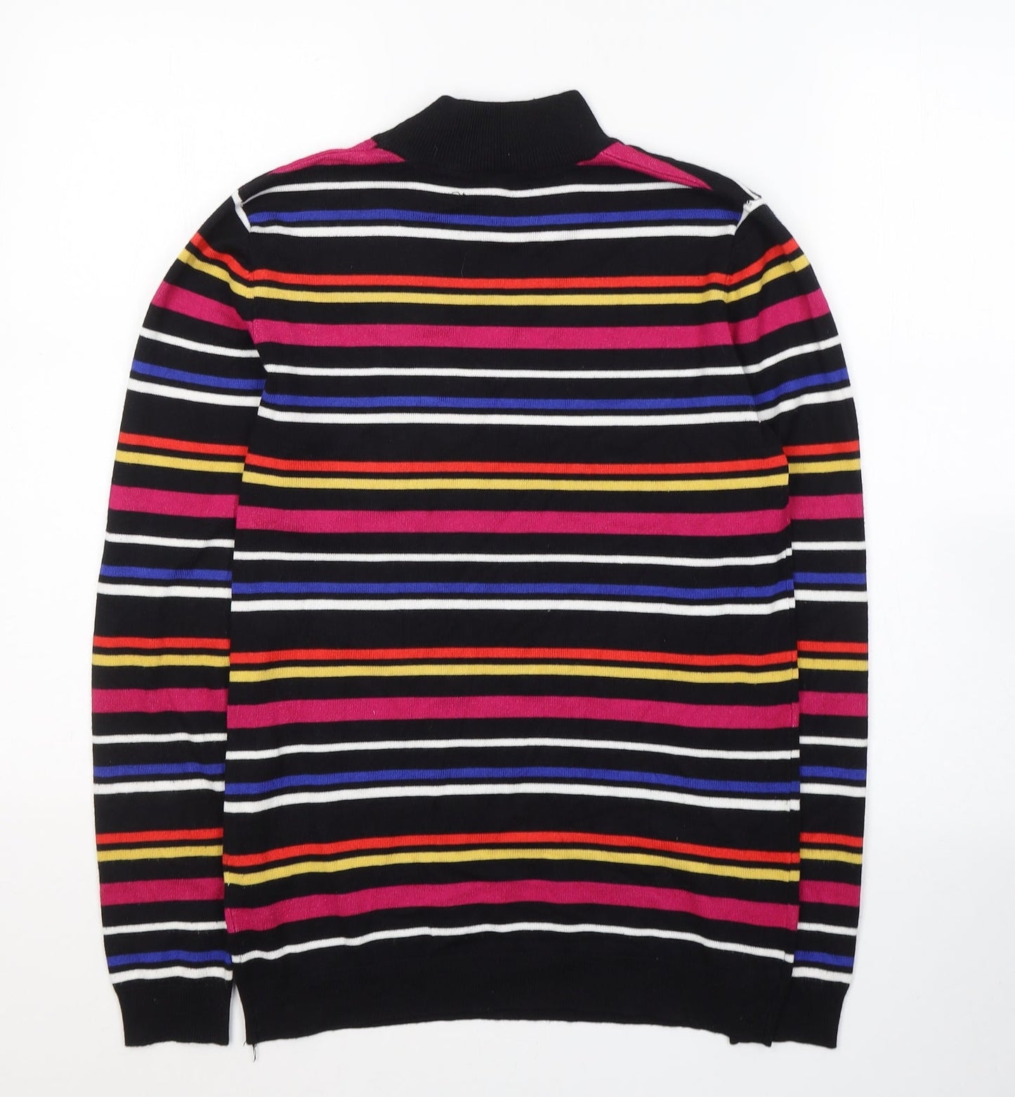 SheIn Womens Black High Neck Striped Viscose Pullover Jumper Size 10