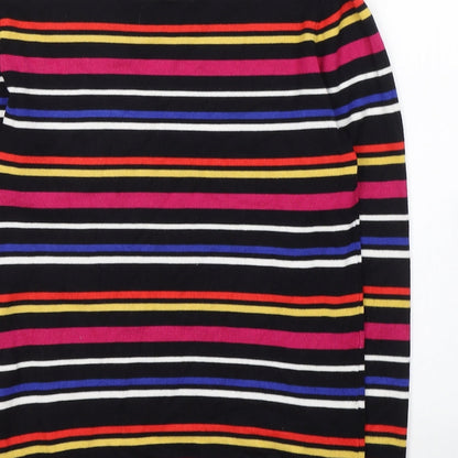 SheIn Womens Black High Neck Striped Viscose Pullover Jumper Size 10