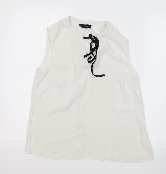 Atmosphere Womens White  Polyester Basic Blouse Size 10 Round Neck