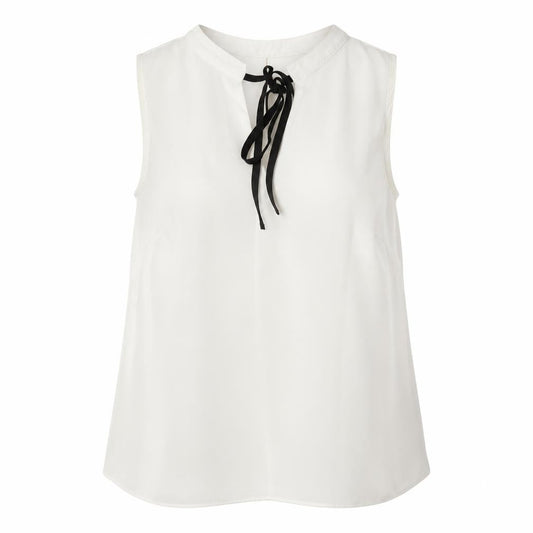 Front view of Atmosphere women’s white polyester basic blouse, size UK 10, round neck