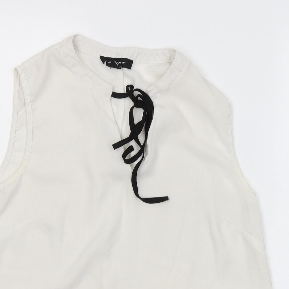 Atmosphere Womens White  Polyester Basic Blouse Size 10 Round Neck