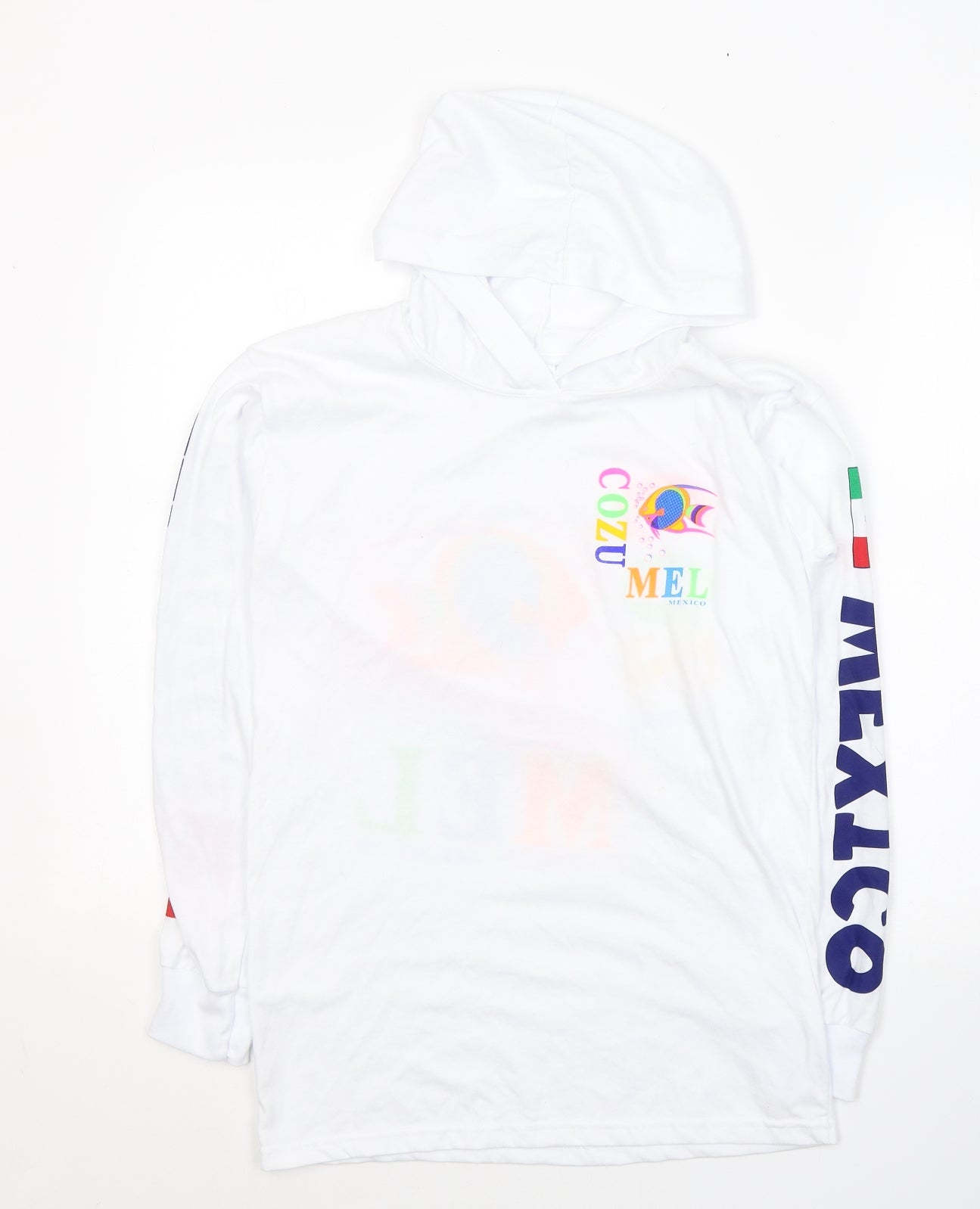 La Laguna Womens White  Cotton Pullover Hoodie Size S  Pullover - Cozumel Mexico