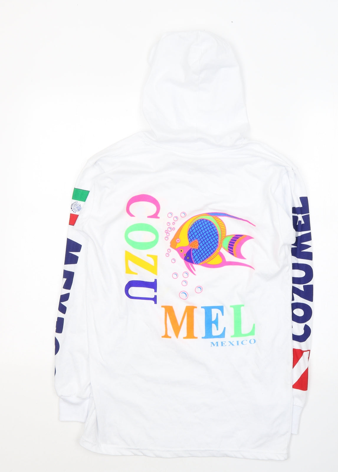 La Laguna Womens White  Cotton Pullover Hoodie Size S  Pullover - Cozumel Mexico