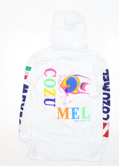La Laguna Womens White  Cotton Pullover Hoodie Size S  Pullover - Cozumel Mexico